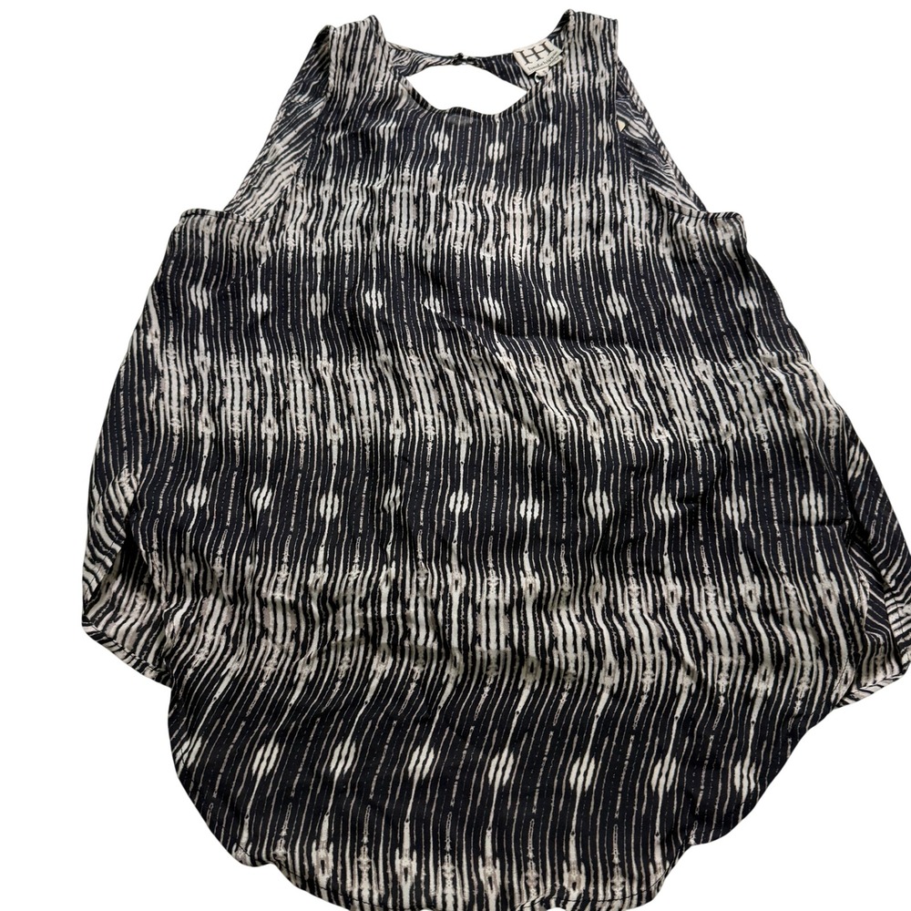 Haute Hippie Tank Top Women Small Black White Ikat Stripe Draped‎ 100% SilkNWT
